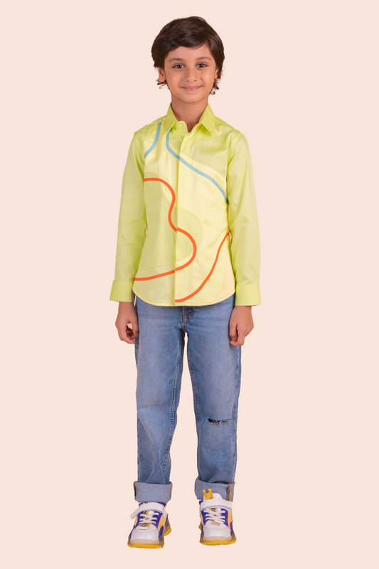 FABRIC PATCHING COLOR BLOCK SHIRT