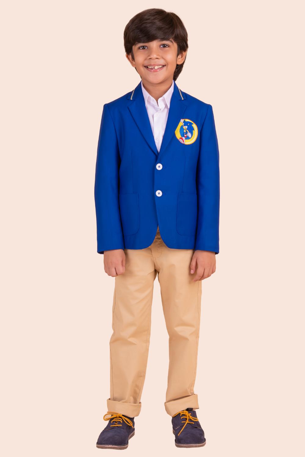 Blue Blazer With Character Embroidery