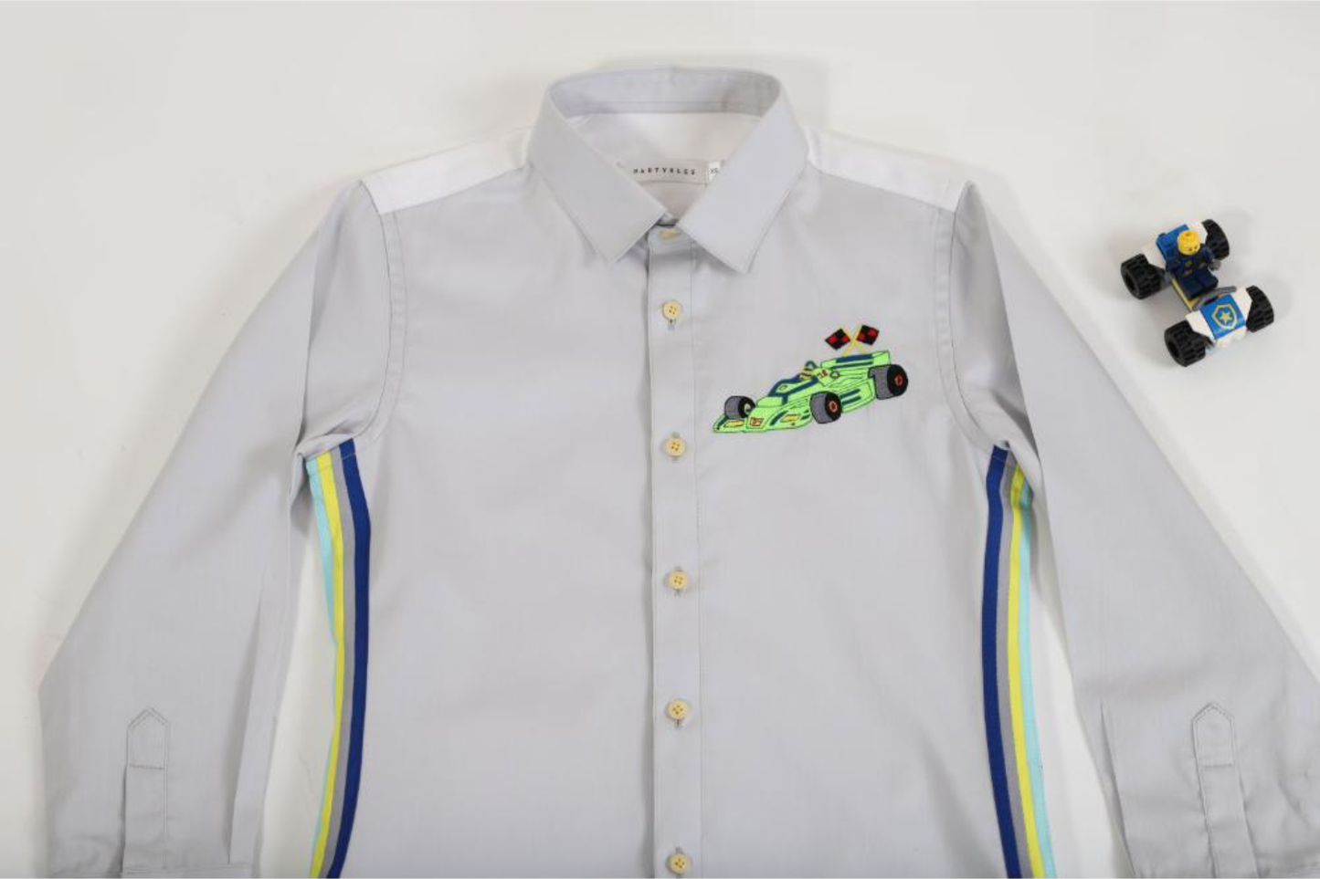 GREY RACE SHIRT WITH INTERESTING SIDE DETAIL
