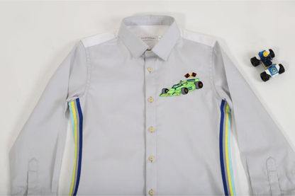 GREY RACE SHIRT WITH INTERESTING SIDE DETAIL