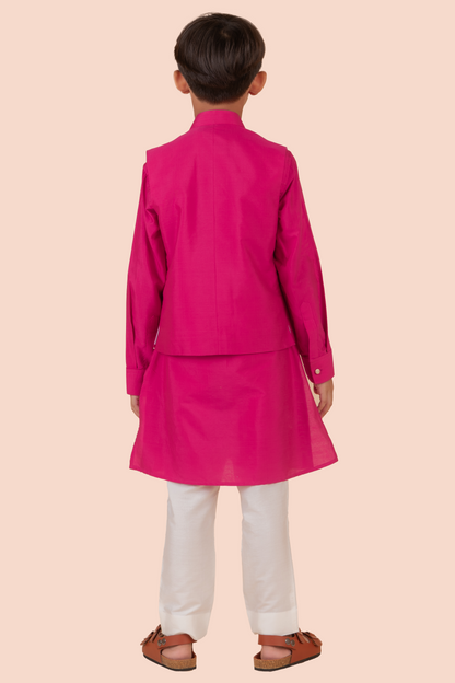 RANI PINK PEARL EMBROIDERED BANDI JACKET SET