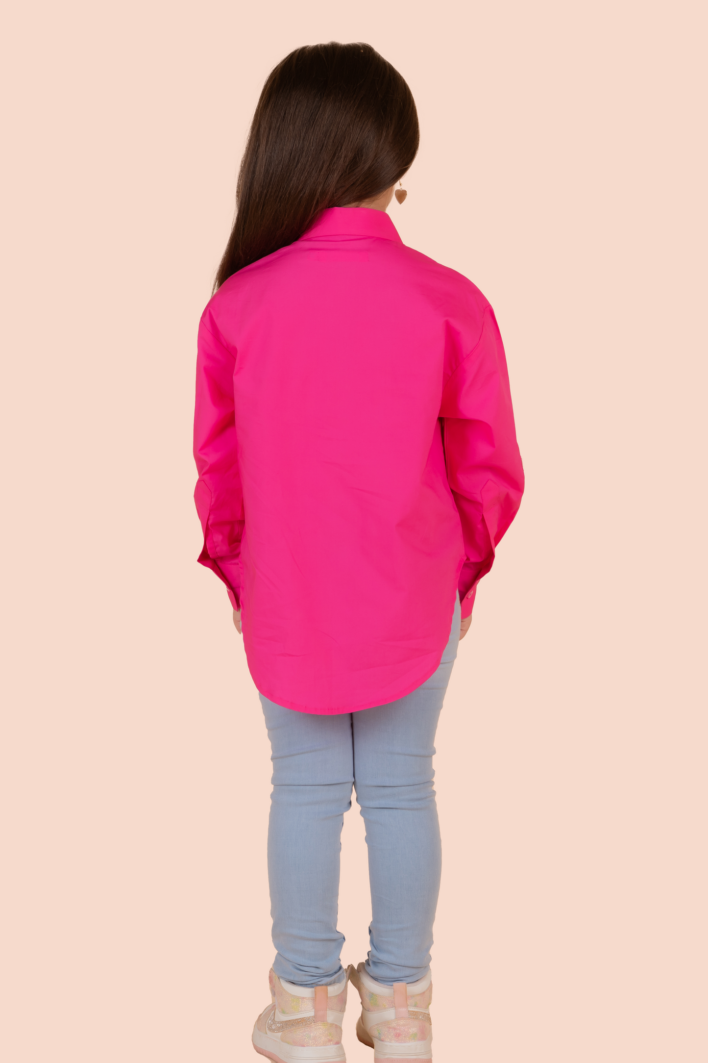 Pink Cotton Sequins Fuchsia Heart Shirt