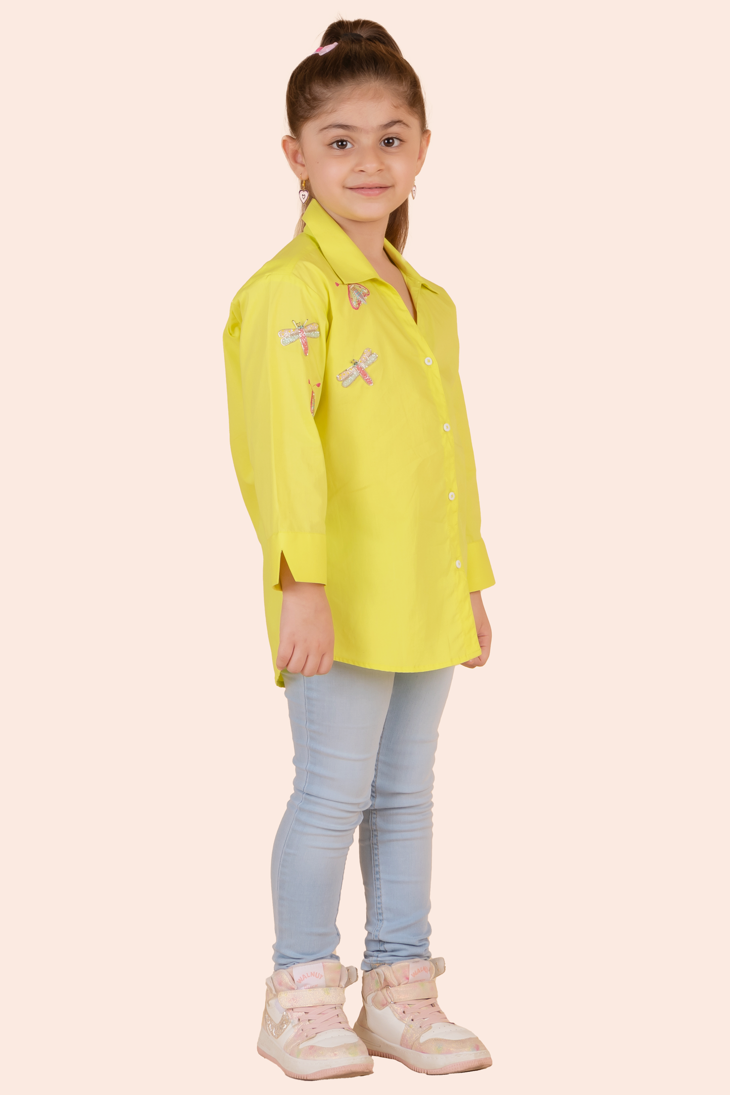Neon Shirt With Butterfly Embroidery