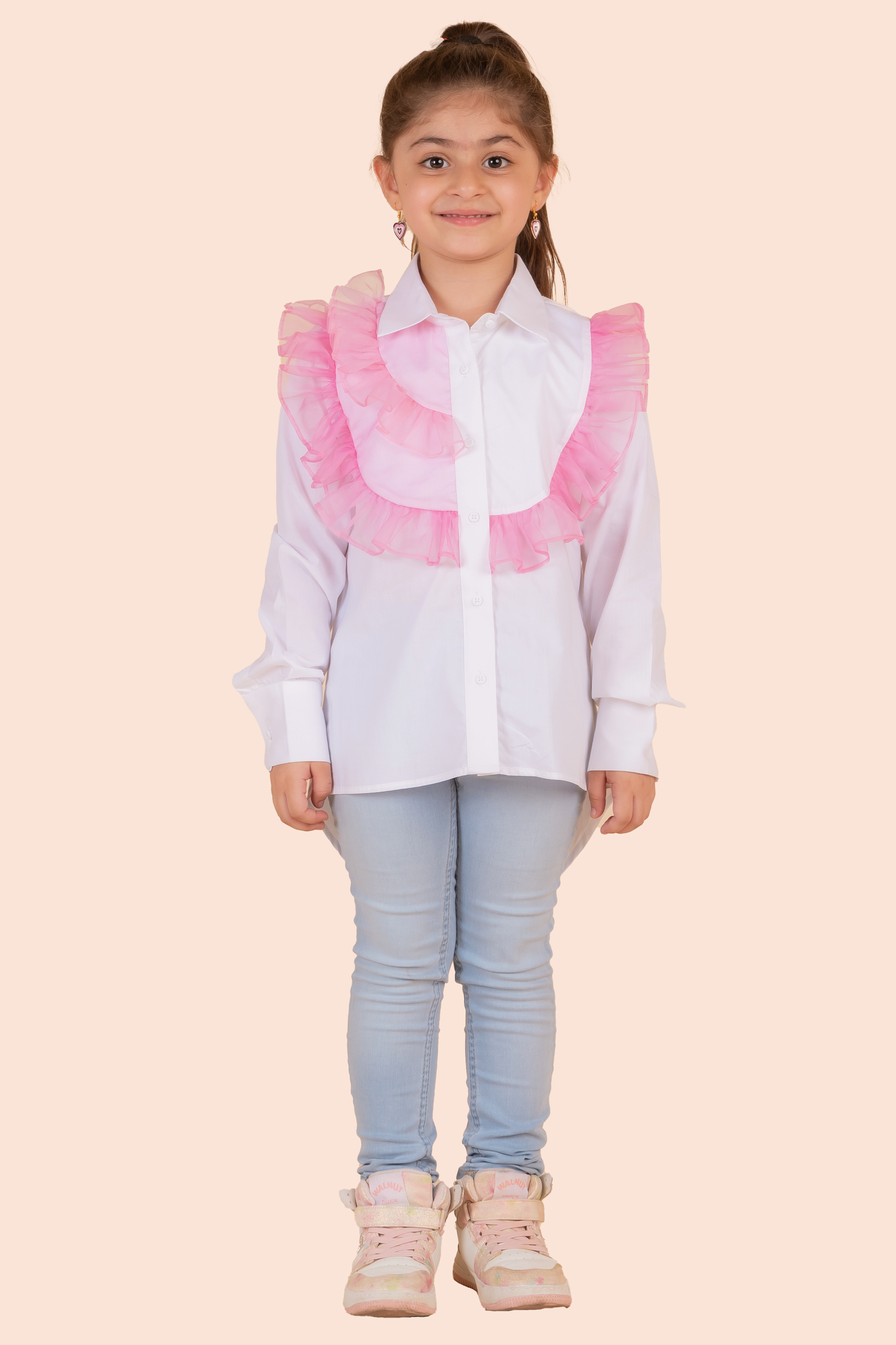 White Shirt With Frill Detailing