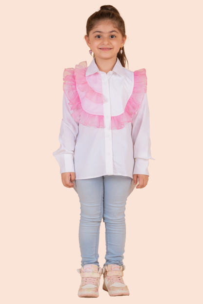 White Shirt With Frill Detailing