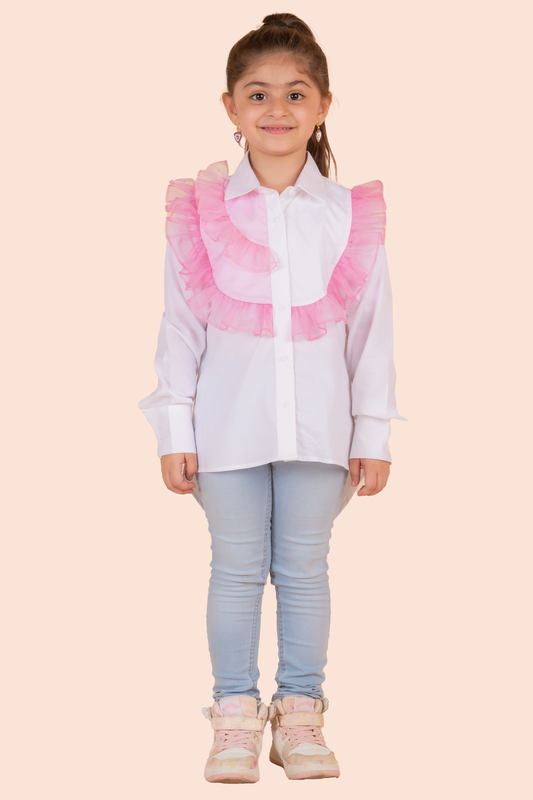 White Shirt With Frill Detailing