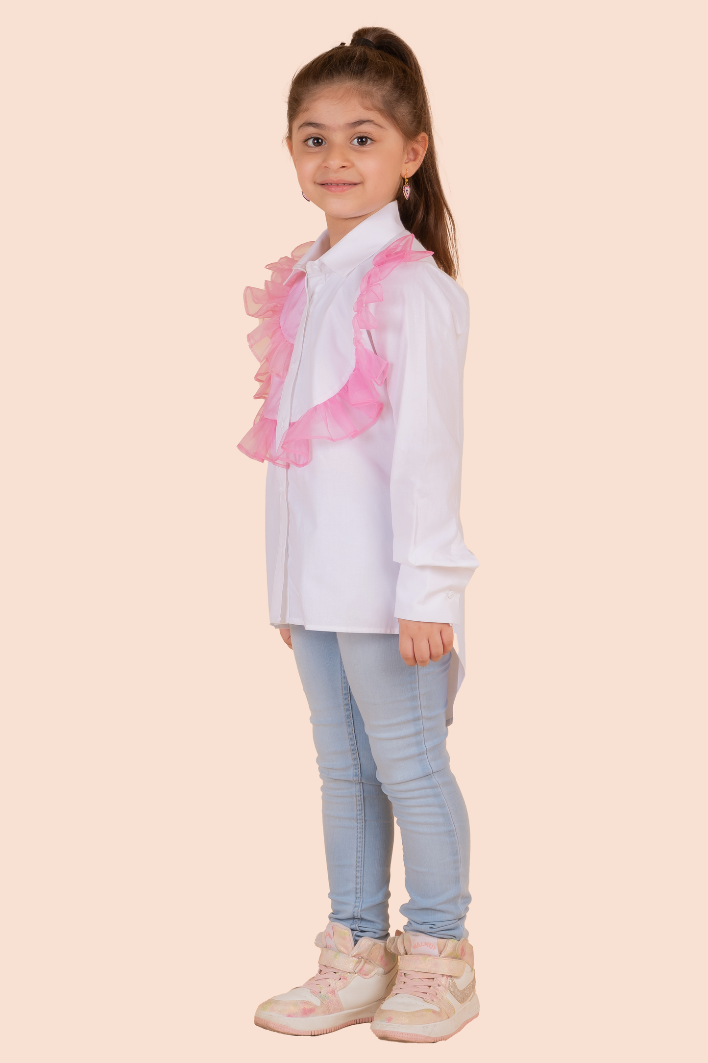 White Shirt With Frill Detailing