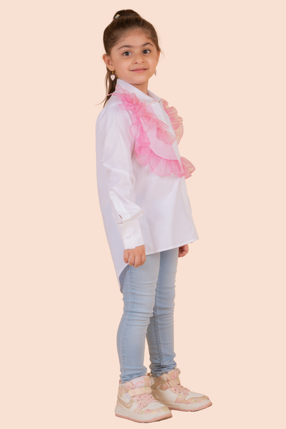 White Shirt With Frill Detailing