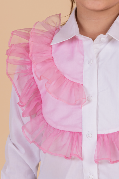 White Shirt With Frill Detailing