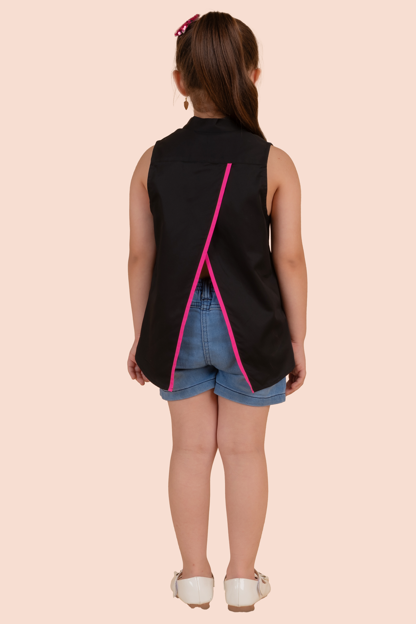 Black Shirt With Silver Swarovski Hearts