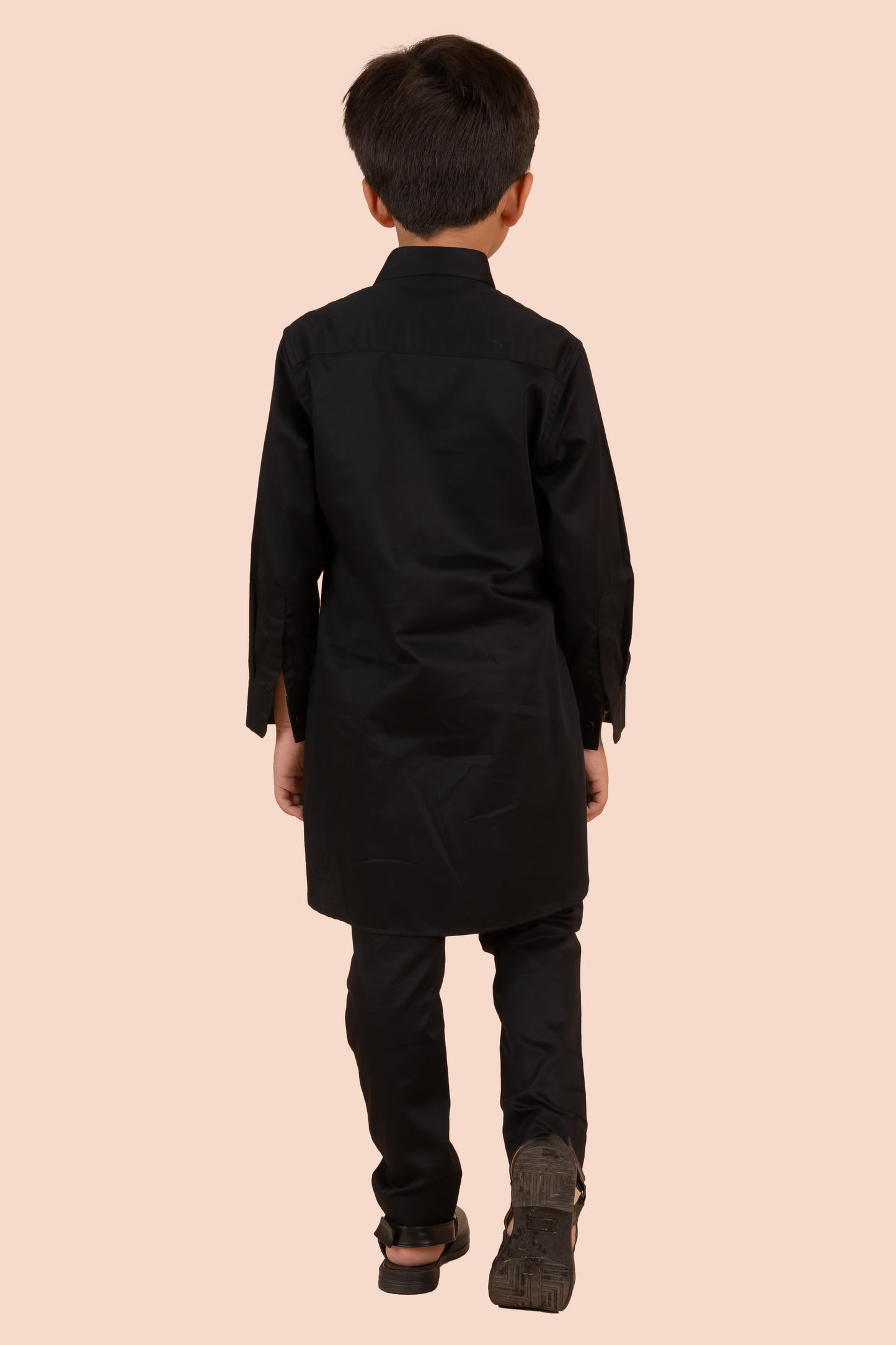 Black Cotton Satin Cutdana Embroidered Kurta Set 