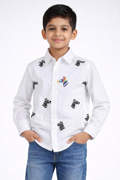 Full Embroidered zebra shirt