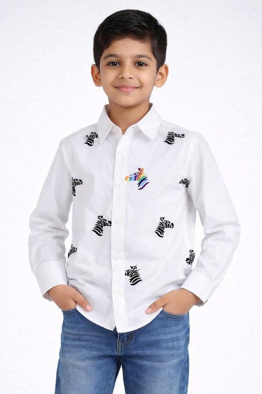 Full Embroidered zebra shirt