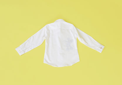 white shirt in cotton satin base with mickey mouse hand embroidery. 