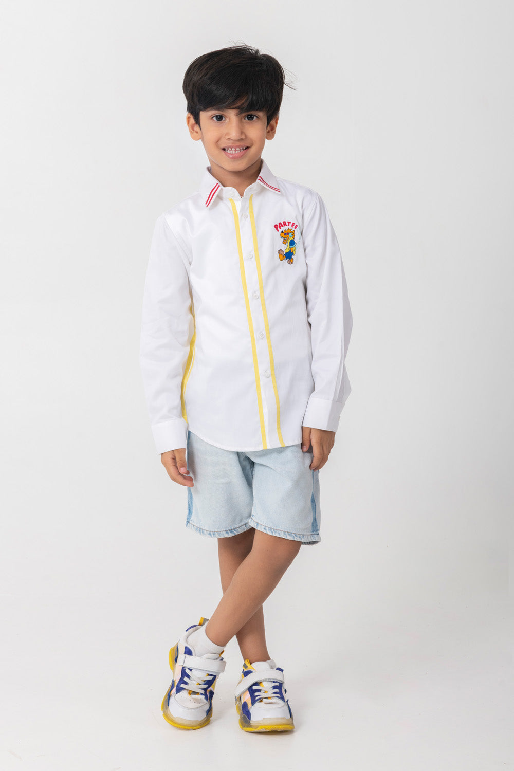 Very Cute Partee Logo Embroidered Shirt With Contrast Detailing