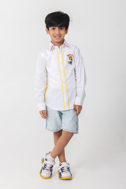 Very Cute Partee Logo Embroidered Shirt With Contrast Detailing