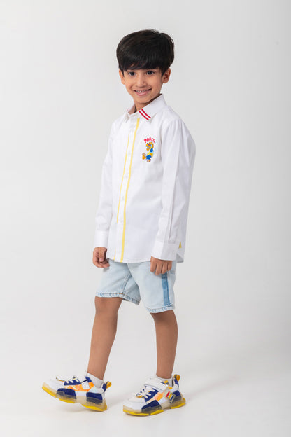 Very Cute Partee Logo Embroidered Shirt With Contrast Detailing