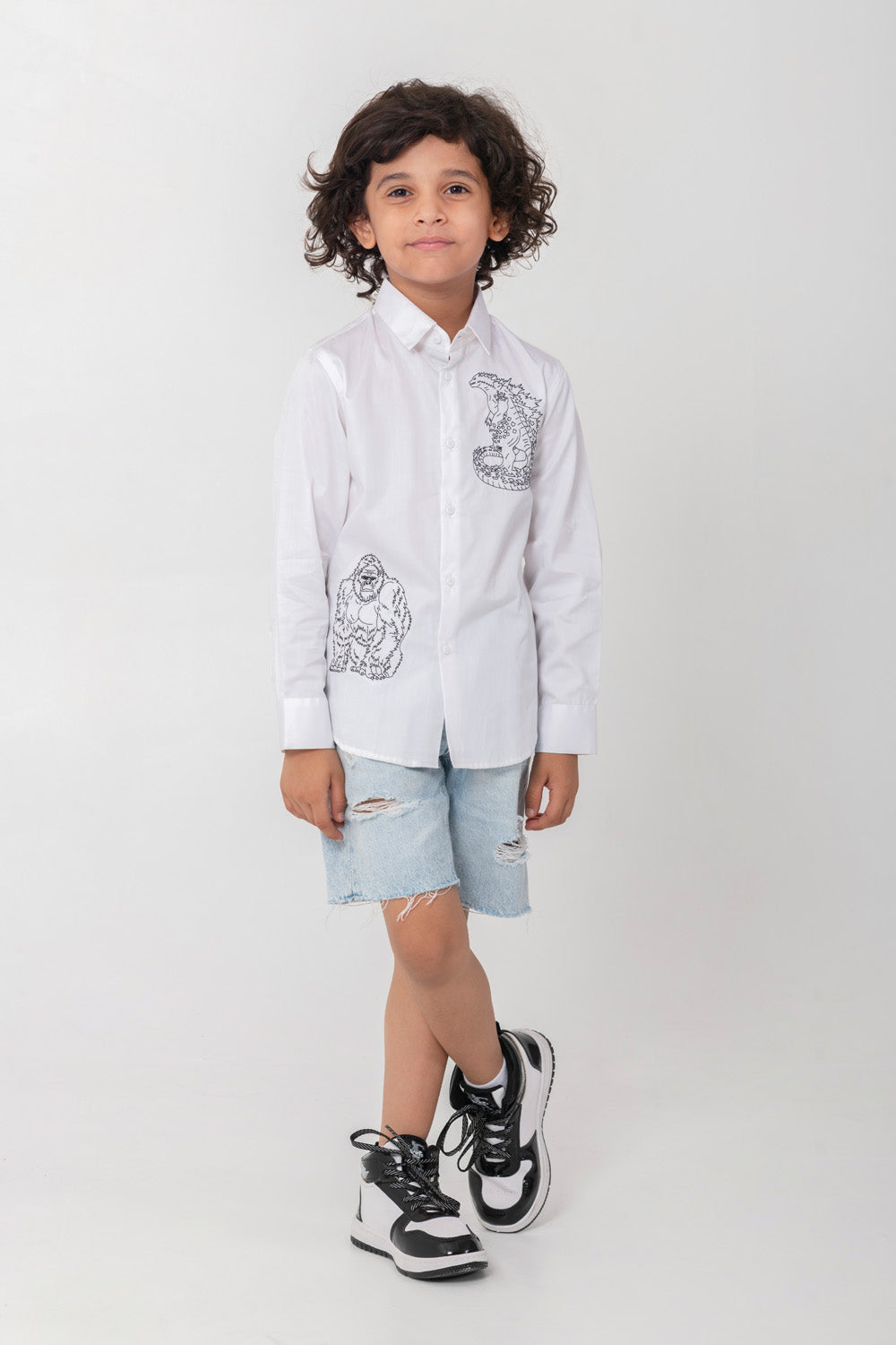 Kong Vs Godzilla Inspired Shirt With Black Embroidery