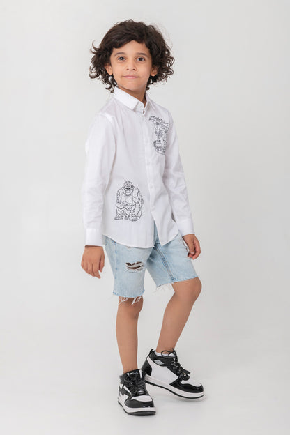 Kong Vs Godzilla Inspired Shirt With Black Embroidery