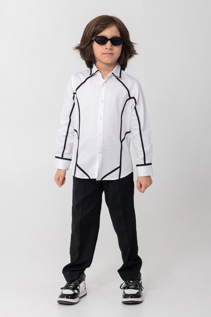 ELEGANT FESTIVE BLACK AND WHITE SHIRT
