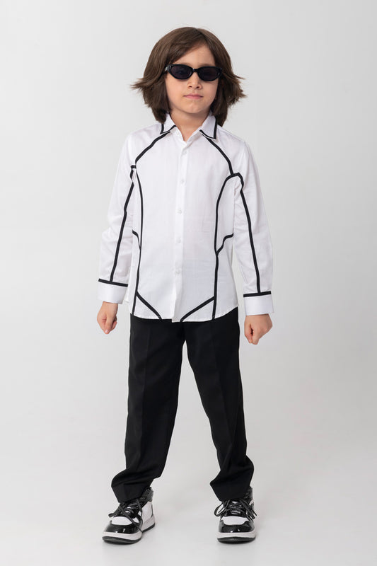 ELEGANT FESTIVE BLACK AND WHITE SHIRT