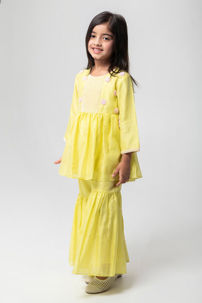 Ethnic Sharara Set In Bright Lemon Color