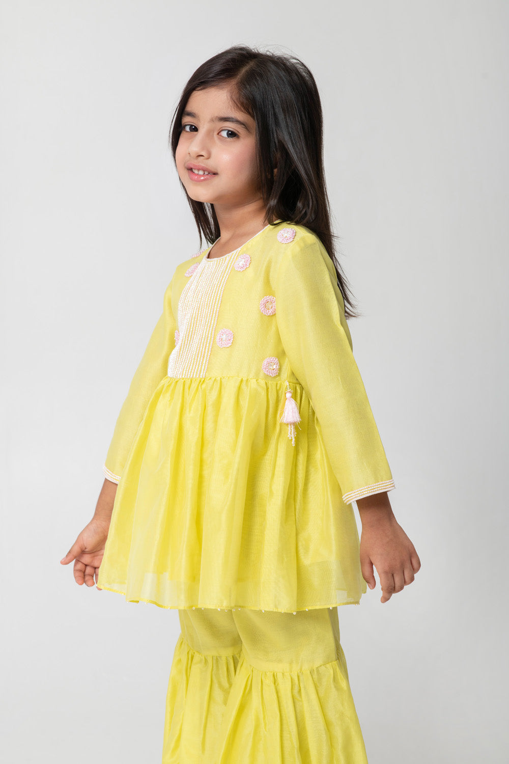 Ethnic Sharara Set In Bright Lemon Color