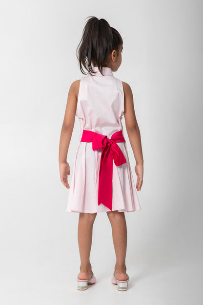 Strawberry Embroidered Pastel Pink Flared Dresses