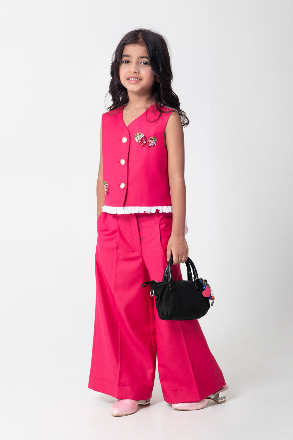 Strawberry Embroidered Waistcoat With Matching Trouseres Or Formal Shorts