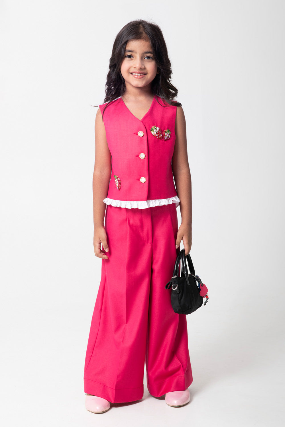 Strawberry Embroidered Waistcoat With Matching Trouseres Or Formal Shorts