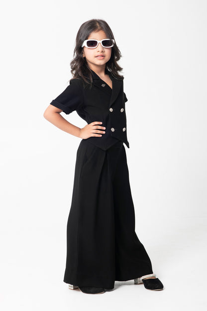 Black Double Breasted Waistcoat With Formal Trousers