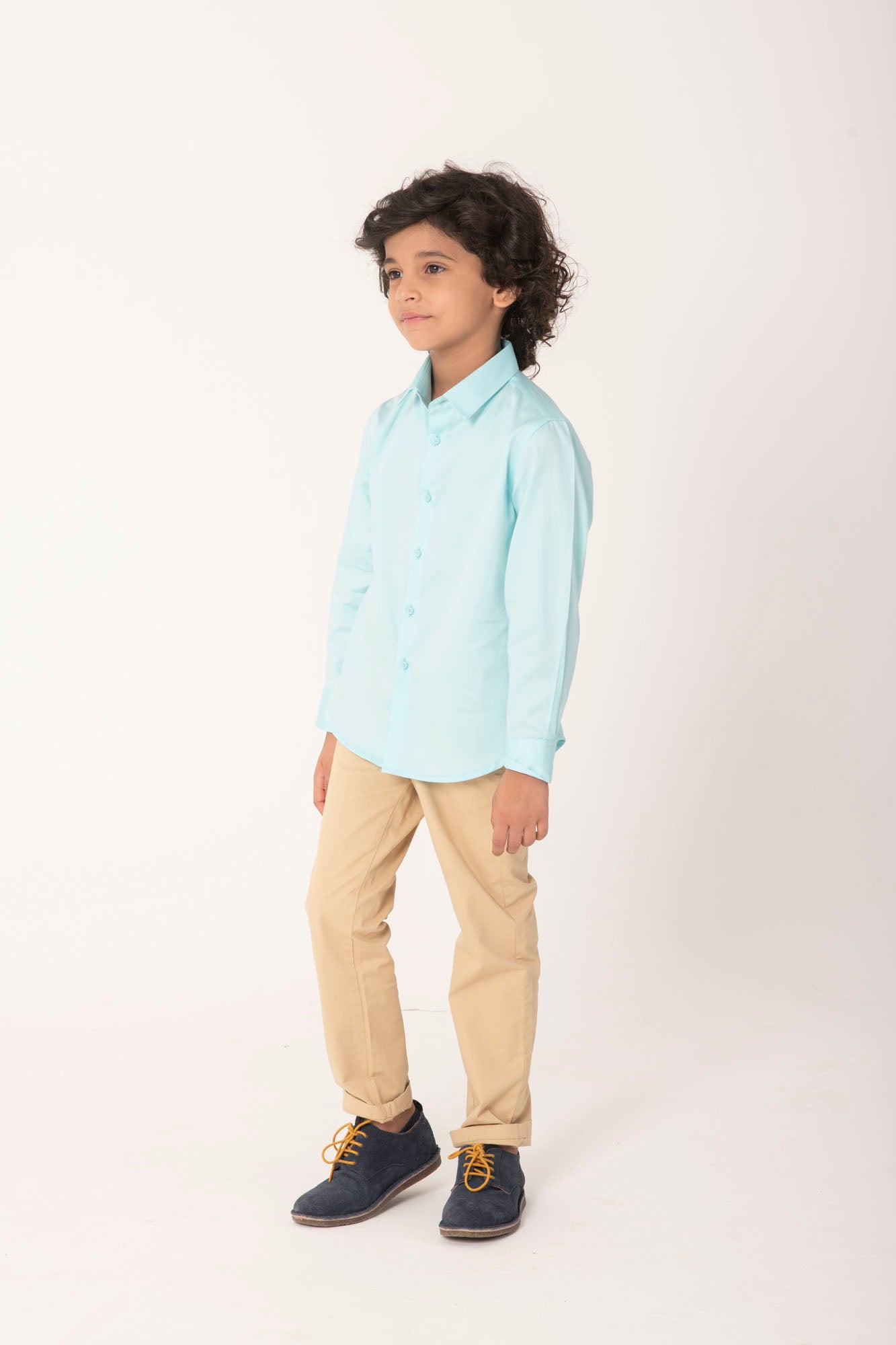 Boys Mint Green Casual Cotton Shirt with Beige Chinos Set