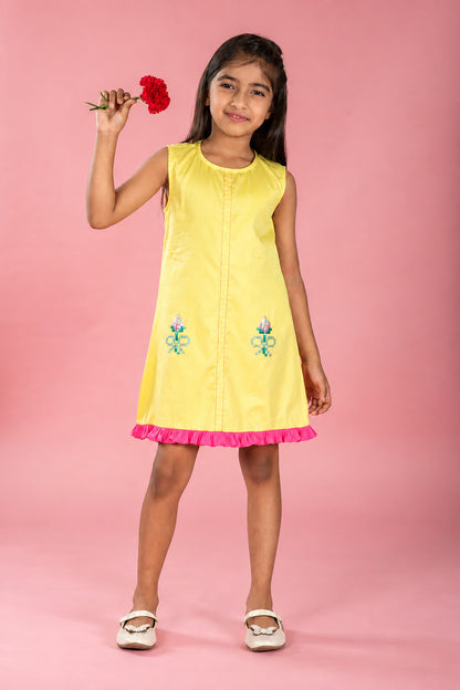 YELLOW FRILL  DRESS
