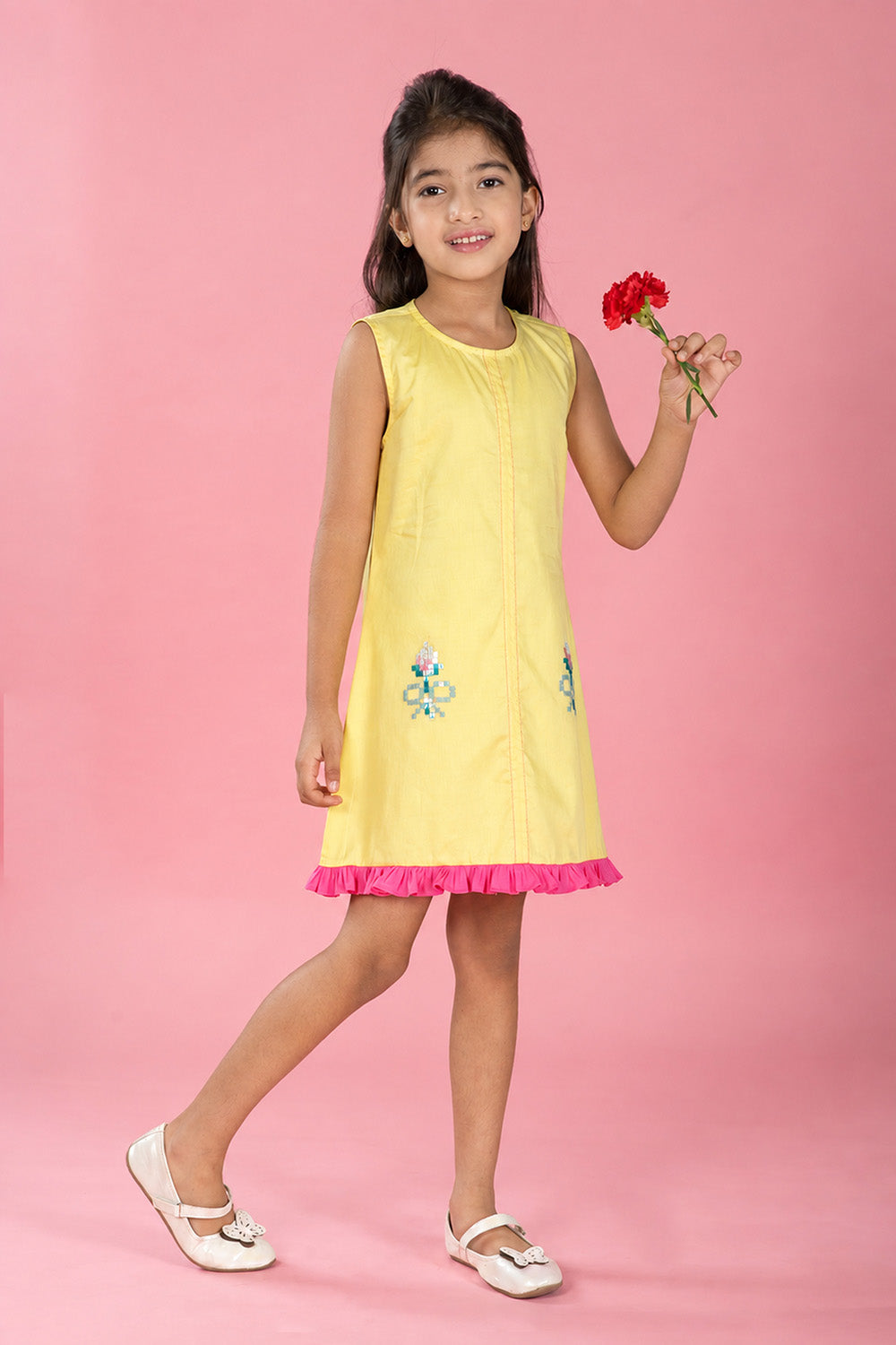 YELLOW FRILL  DRESS