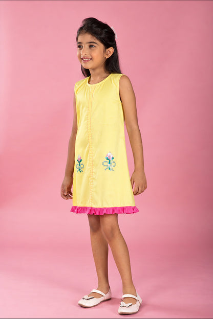 YELLOW FRILL  DRESS