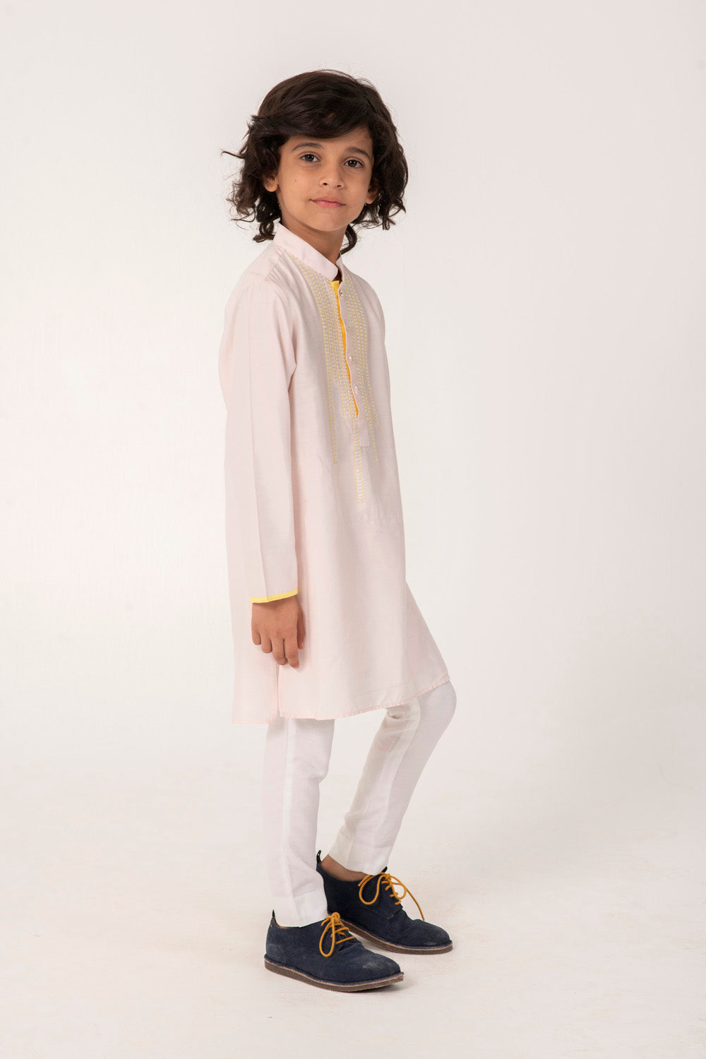 NECK EMBROIDERY KURTA IN GOLDEN COLOUR