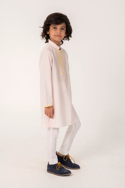 NECK EMBROIDERY KURTA IN GOLDEN COLOUR
