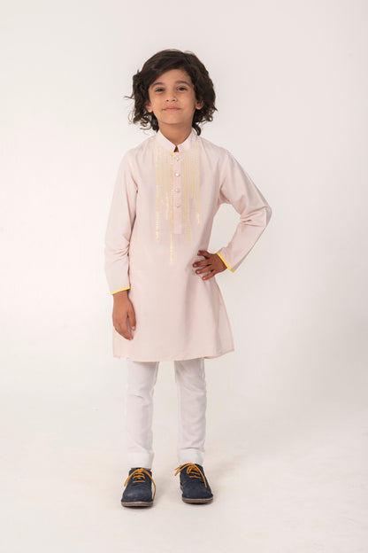 NECK EMBROIDERY KURTA IN GOLDEN COLOUR