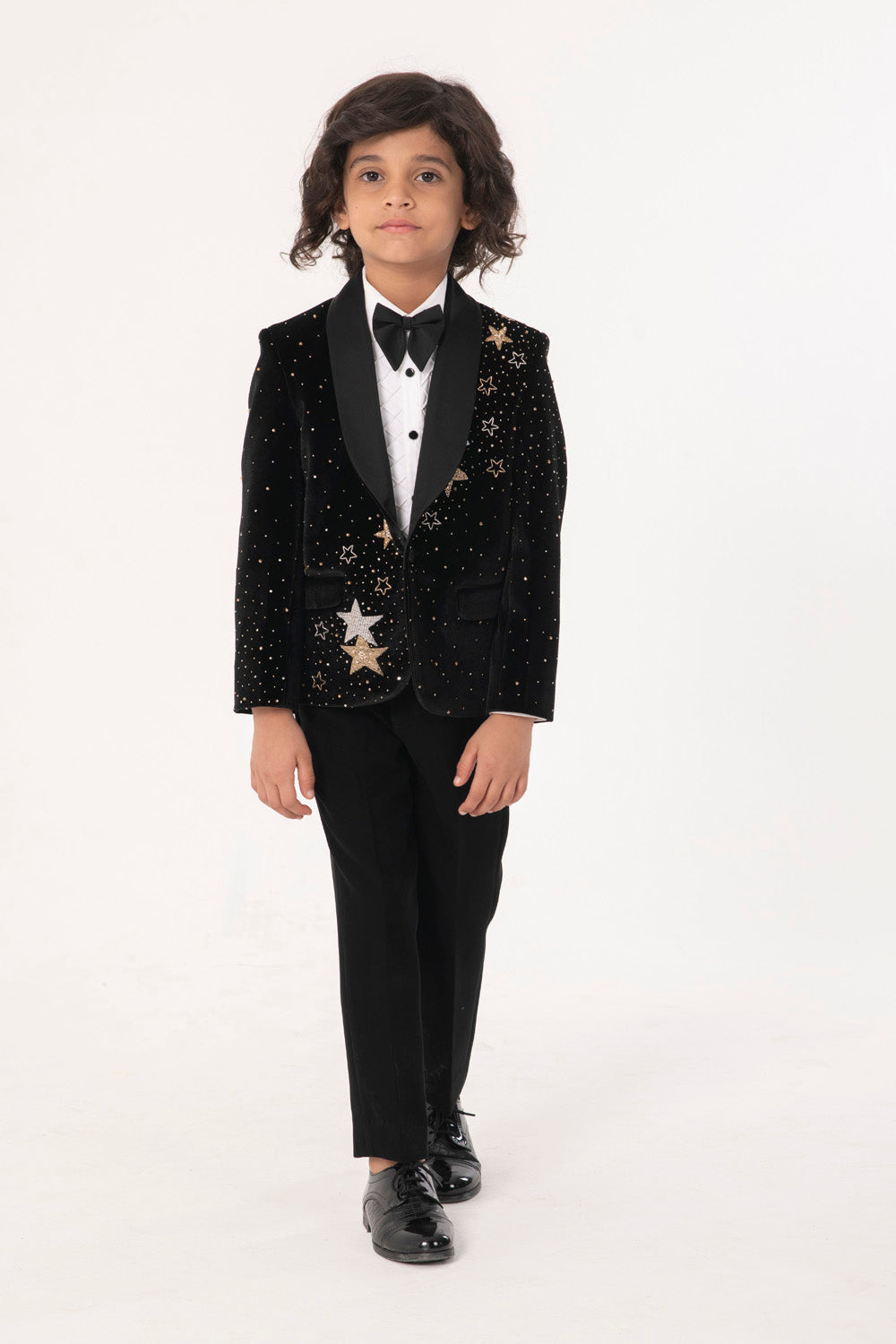 SHIMMERY HEAY EMBROIDERED TUXEDO IN VELVET
