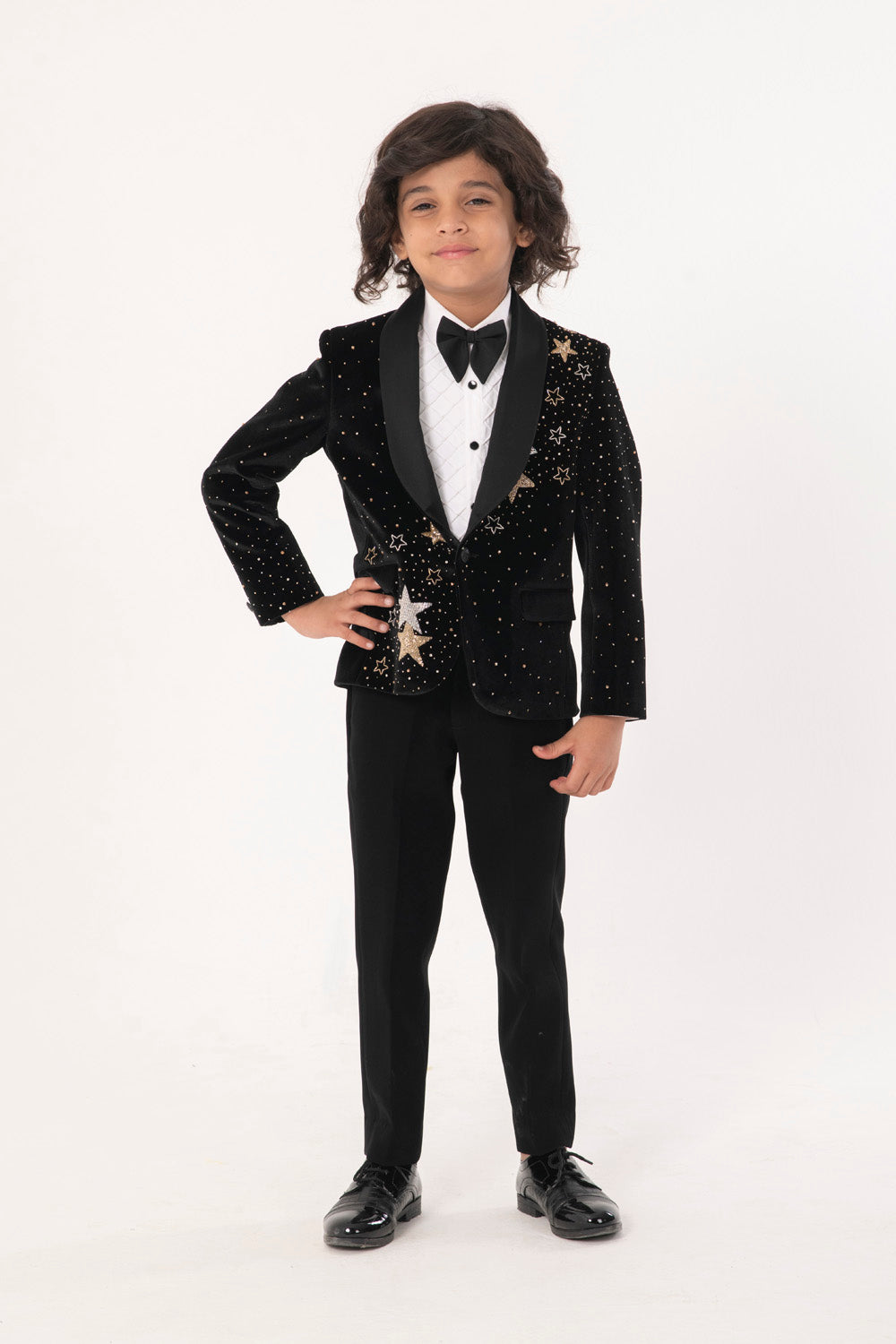 SHIMMERY HEAY EMBROIDERED TUXEDO IN VELVET