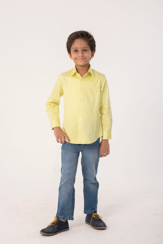 Boys Lemon Yellow Casual Cotton Shirt