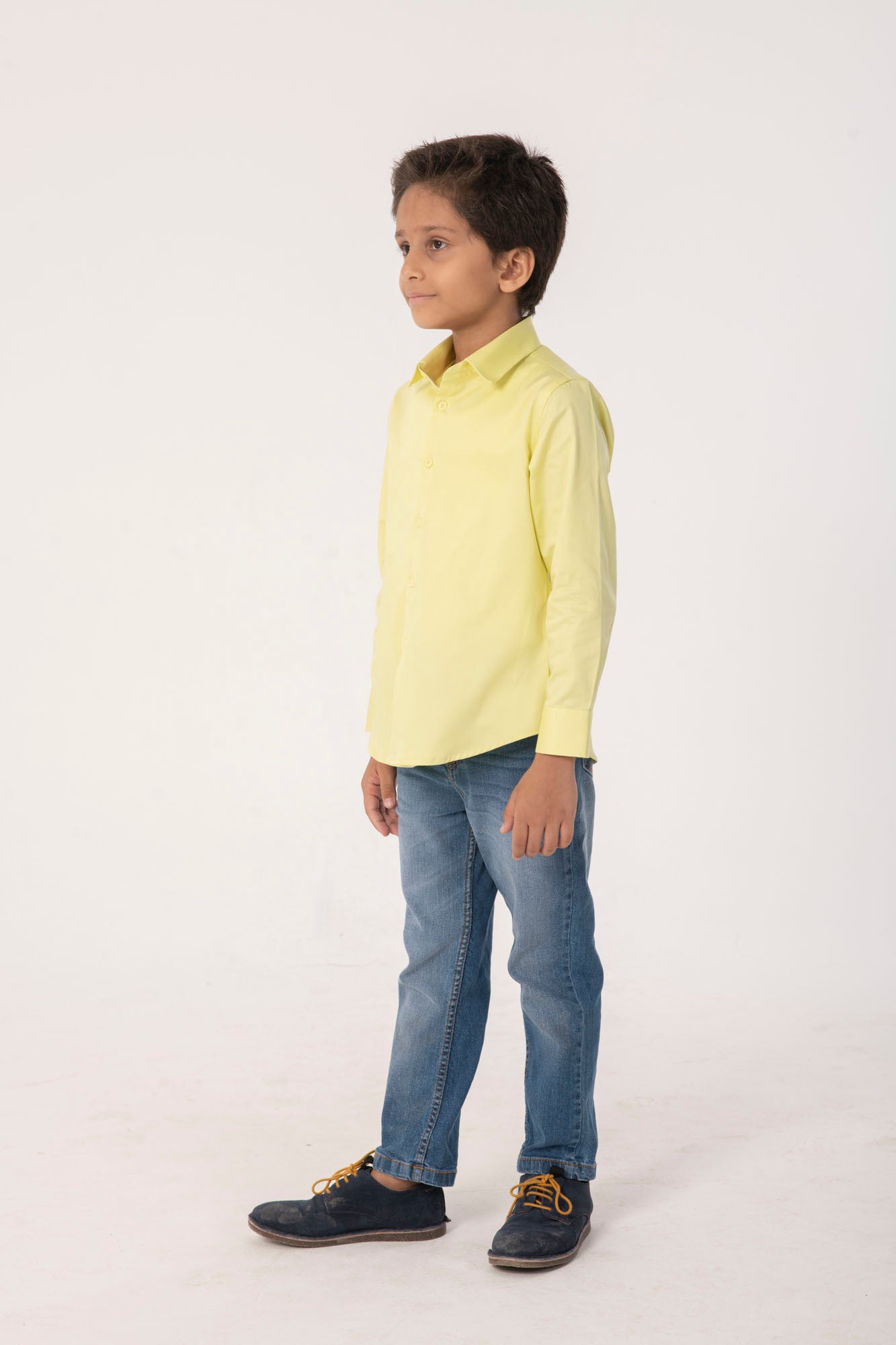 Boys Lemon Yellow Casual Cotton Shirt