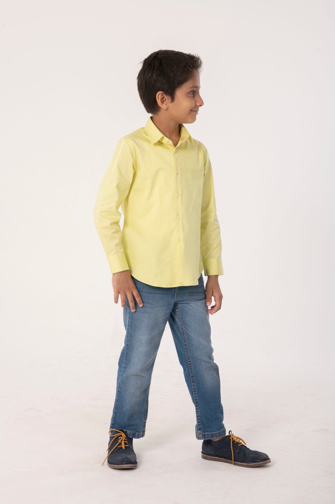 Boys Lemon Yellow Casual Cotton Shirt
