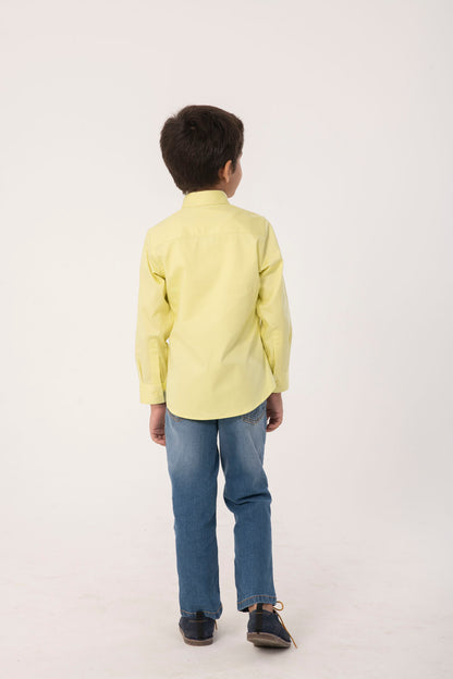 Boys Lemon Yellow Casual Cotton Shirt