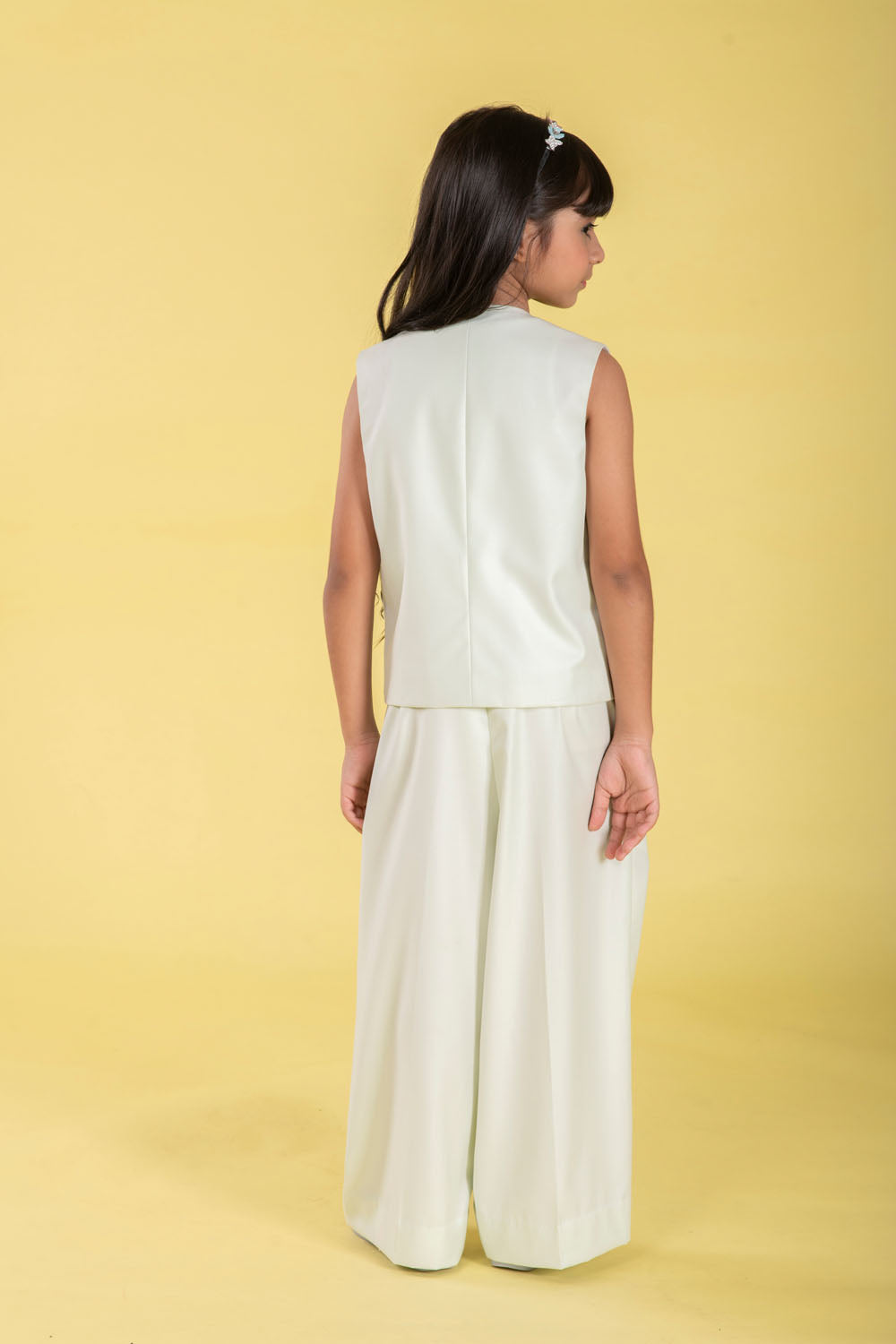 MINT FLAMINGO EMBROIDERED WAIST COAT WITH MATCHING PANTS.