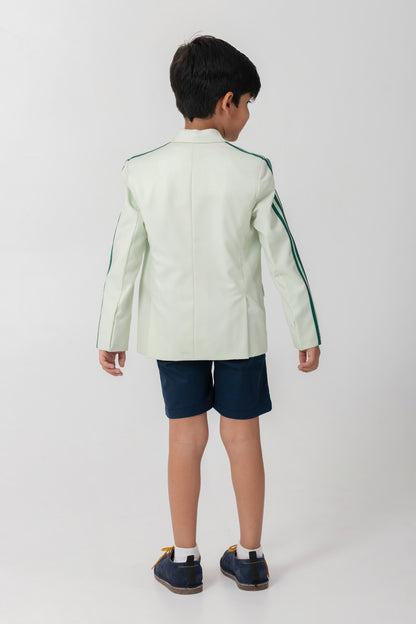 Mint Color Blazer With Pickleball Logo and Contrast Stripes.