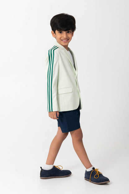 Mint Color Blazer With Pickleball Logo and Contrast Stripes.