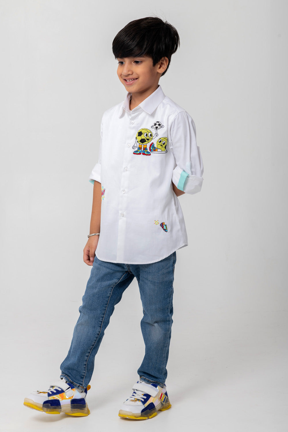 Football Embroidery In Cutdana Fancy Shirt