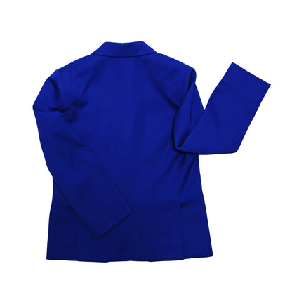 Blue Terrycloth Notched Lapel Collar Blazer Pant Set