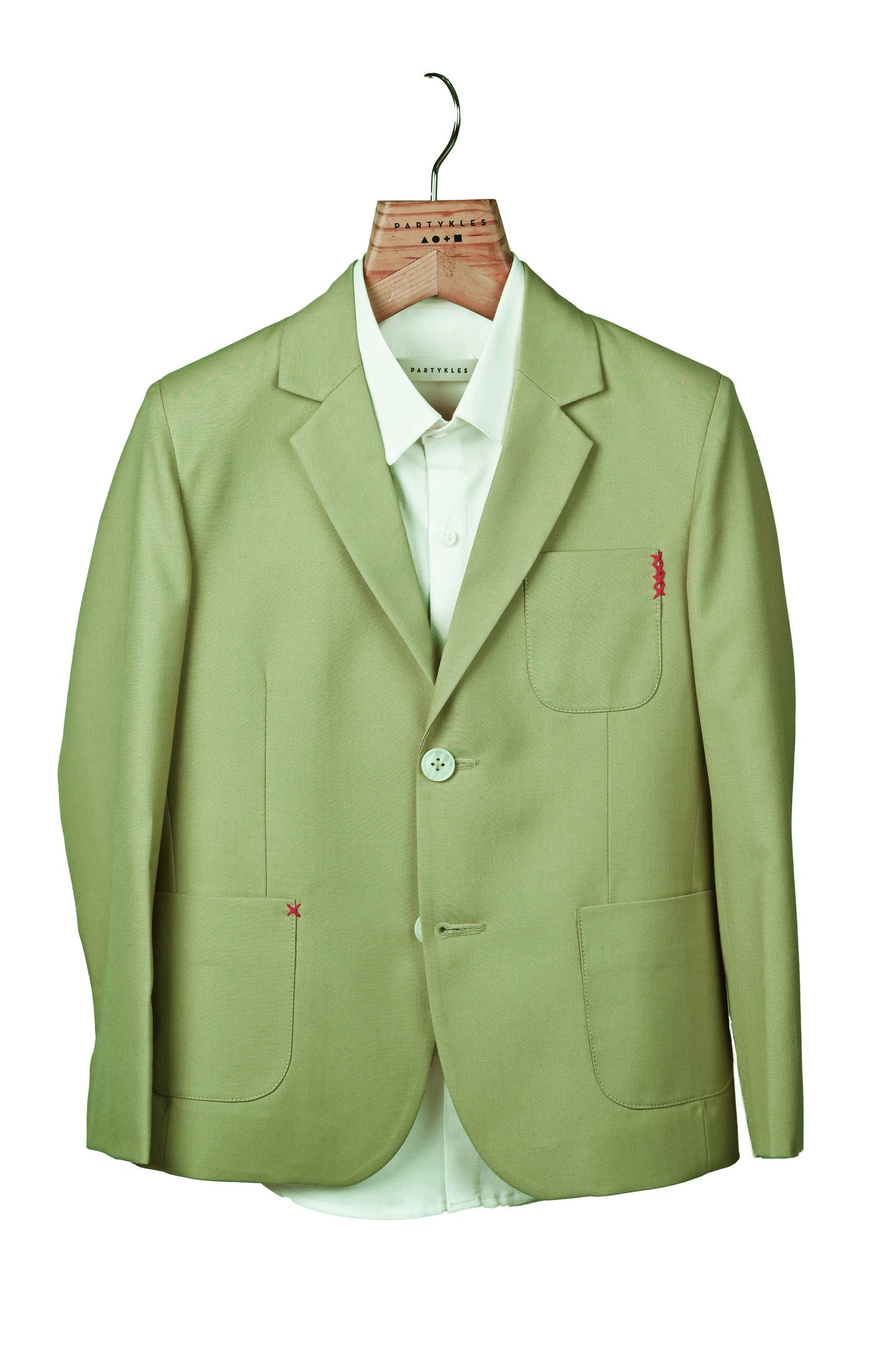 Pista Green Terry Rayon Blazer Set.